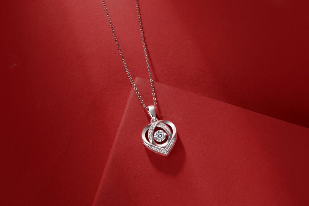 Heart To Have Your Luxurious Fashion Diamond Pendant Necklace Set With Mosan Diamond Silver Ornaments - Image 4