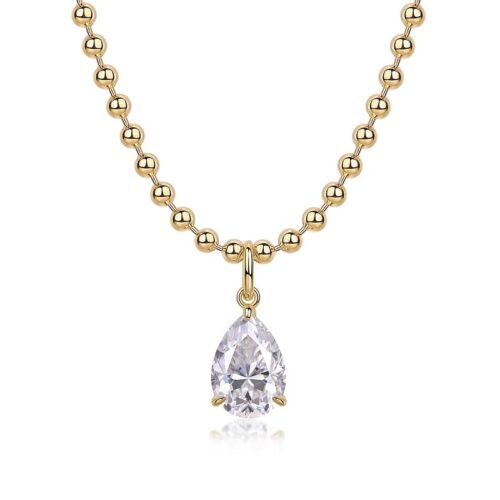 Wish Light - A Fashionable And Trendy Diamond Jewelry Necklace Pendant Set With Pear-shaped Moissanite S925 Sterling Silver And Gold Plating