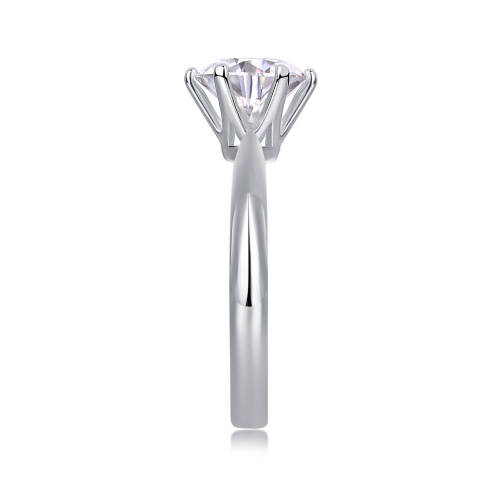 Classic Six-prong Mossan Diamond Silver Open Ring And Fixed Ring