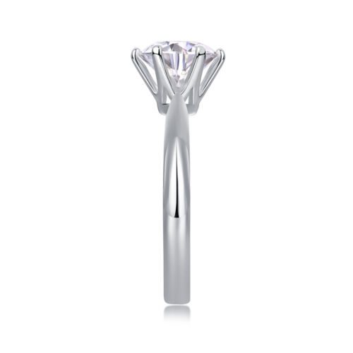 Classic Six-prong Mossan Diamond Silver Open Ring And Fixed Ring