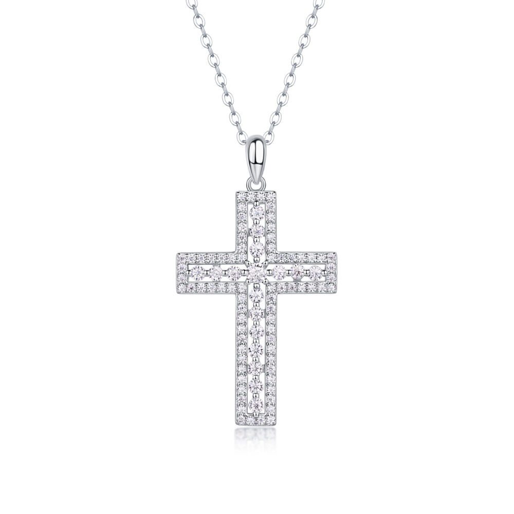 Shelter Luxury Fashion Diamond Pendant Necklace Set With Mosan Diamond Silver Ornaments