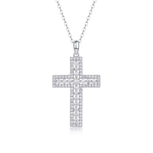Shelter Luxury Fashion Diamond Pendant Necklace Set With Mosan Diamond Silver Ornaments