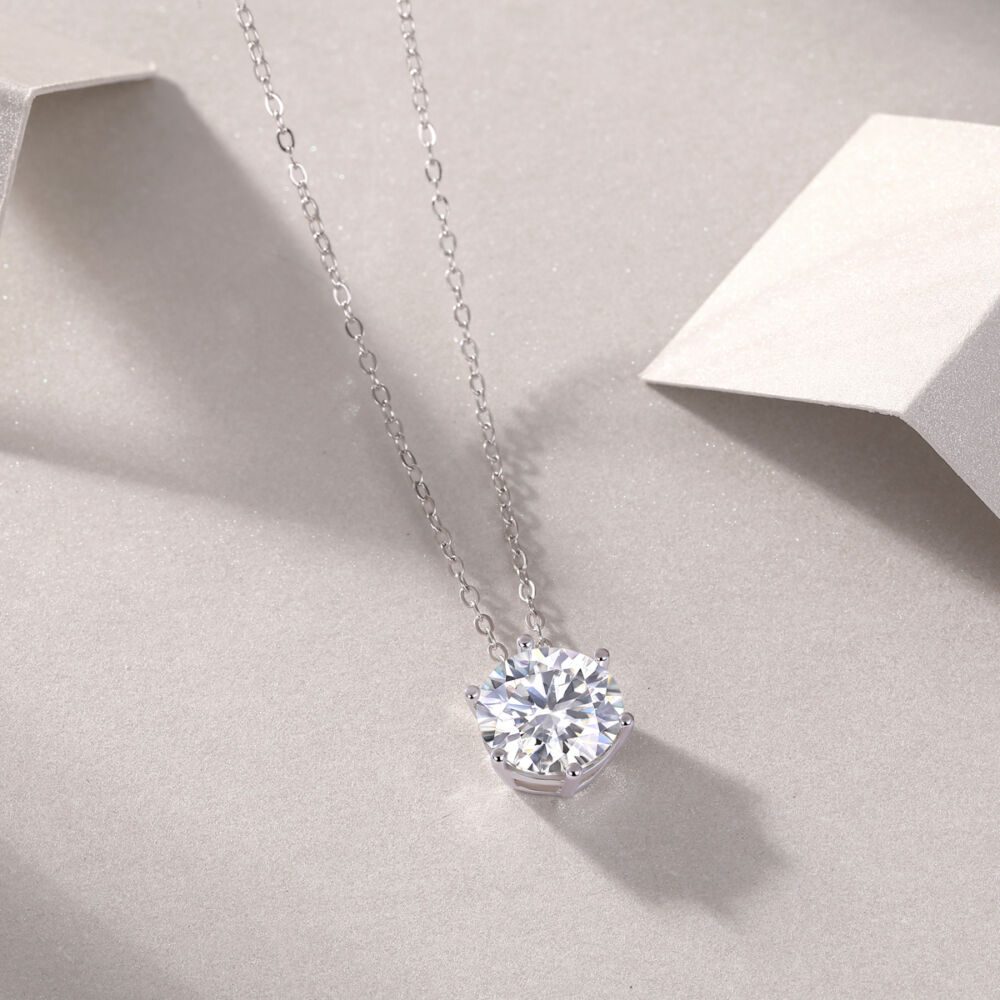 Afternoon Rose Luxury Fashion Diamond Pendant Necklace Set With Mosan Diamond Silver Ornaments - Image 4