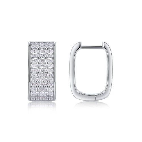 Light Rectangular Hoop Earrings – Multi-Row Mosan Diamond Sparkle