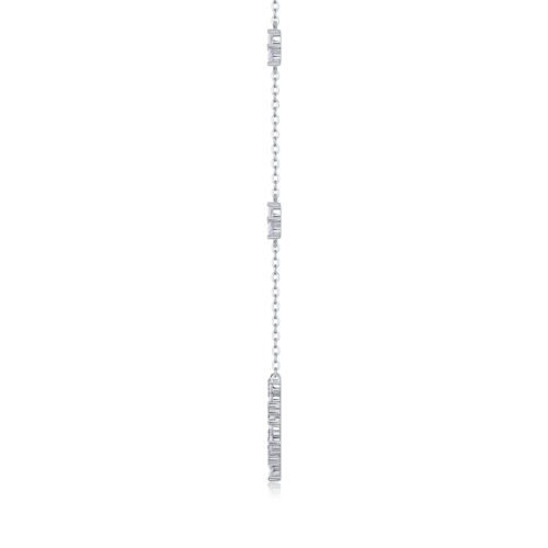 Iris Flower Luxurious Fashion Diamond Pendant Necklace Set With Mosan Diamond Silver Ornaments
