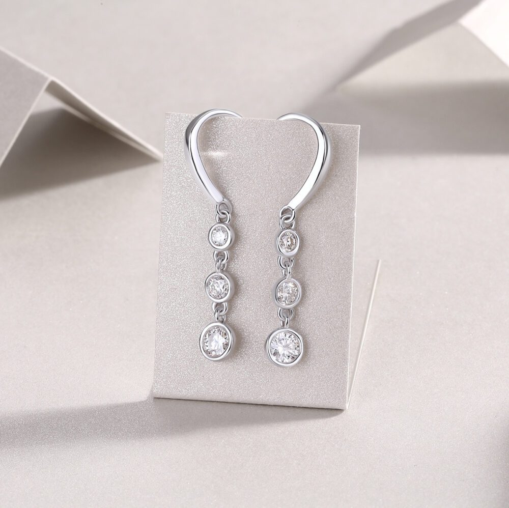 Celestia Drops Moissanite Trio Earrings in S925 Silver - Image 4