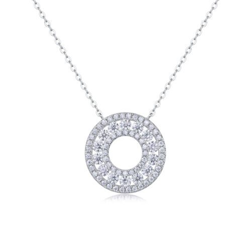 Reciprocating Luxury Fashion Diamond Pendant Necklace Set With Mosan Diamond Silver Ornaments