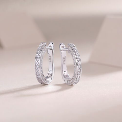 Highlight - S925 Moissanite Sterling Silver Earrings With Platinum-plated Stud Earrings, Fashionable, Trendy And Affordable Diamond Jewelry