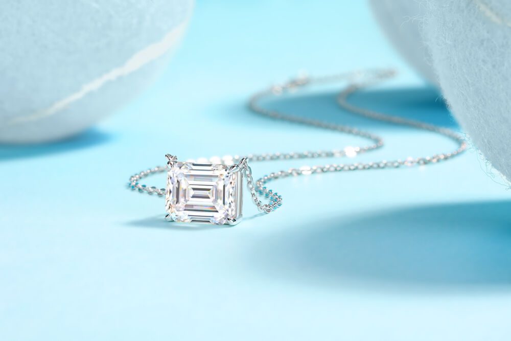 Mirage In The Mirror - A Trendy Diamond Pendant Necklace Set With Octagonal  Moissanite S925 Sterling Silver And Platinum Plating - Image 5
