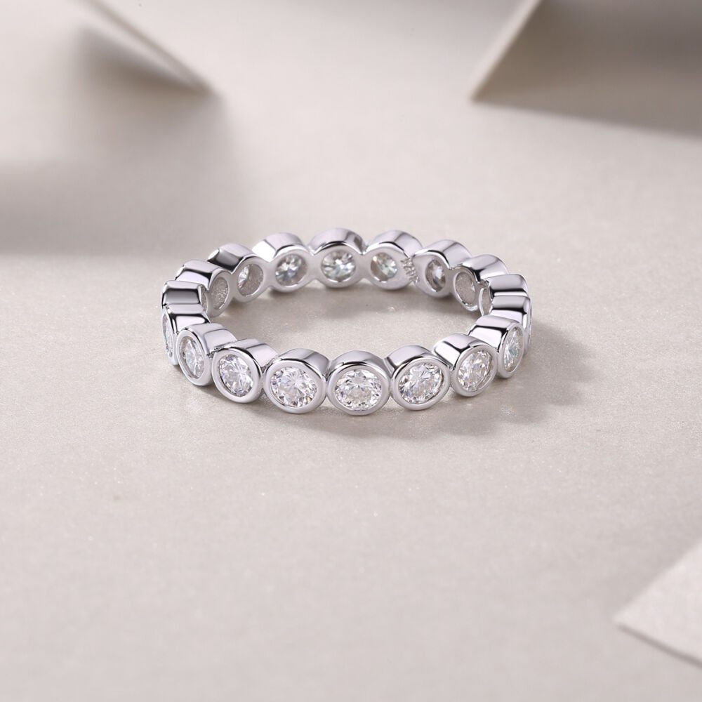 Diamond Ring Luxury Fashion Set Moissanite Silver Ring - Image 4