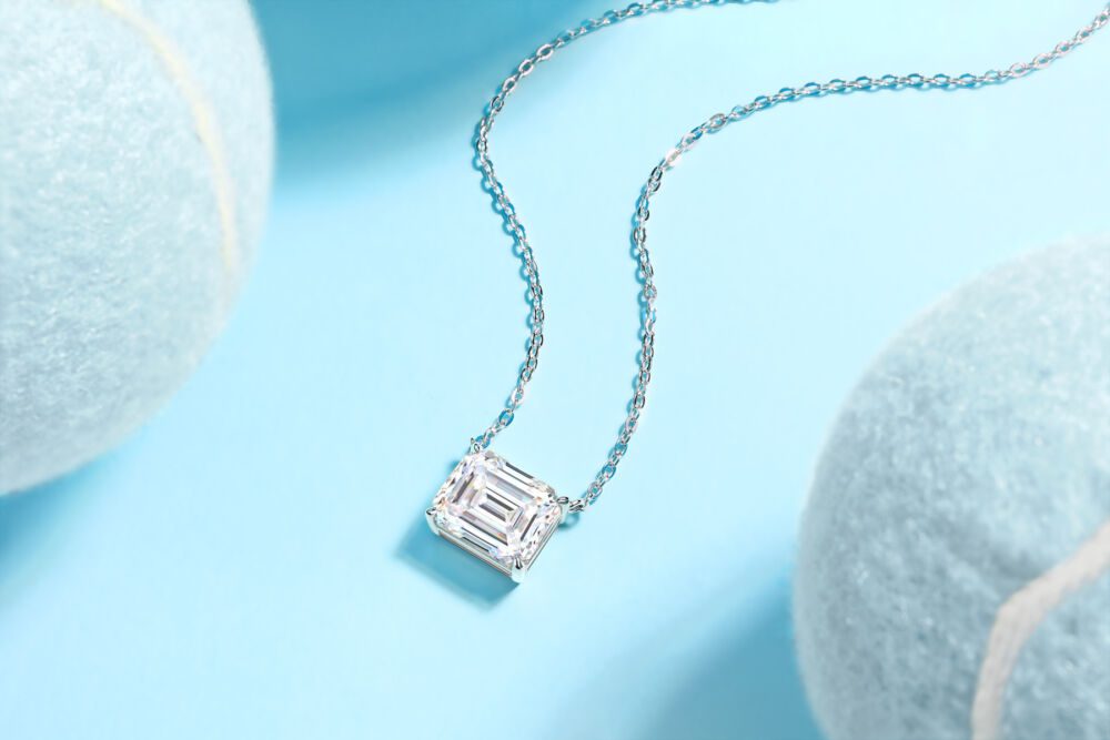 Mirage In The Mirror - A Trendy Diamond Pendant Necklace Set With Octagonal  Moissanite S925 Sterling Silver And Platinum Plating - Image 6