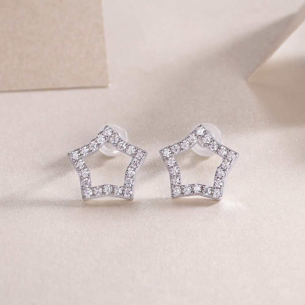 Tonight's New Star - S925 Moissanite Sterling Silver Earrings With Platinum-plated Stud Earrings, Fashionable, Trendy And Affordable Jewelry - Image 2