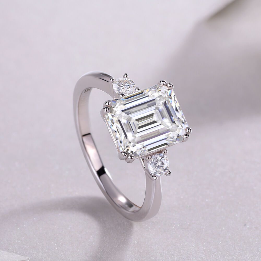 Baguette Diamond Ring Wedding Ring Luxury Moissanite Silver Ring - Image 5