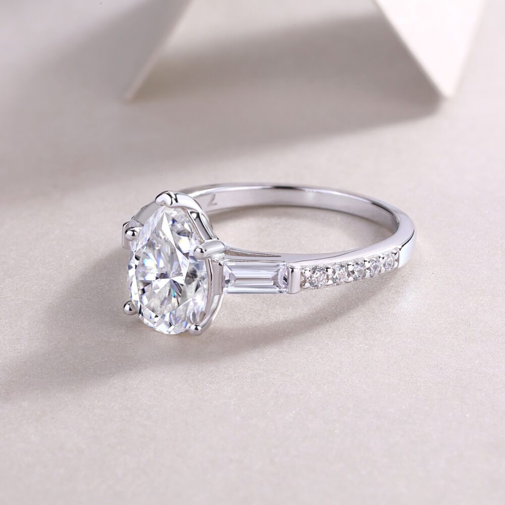 Large Diamond Diamond Ring Luxury Fashion Set Moissanite Silver Ring - Image 6