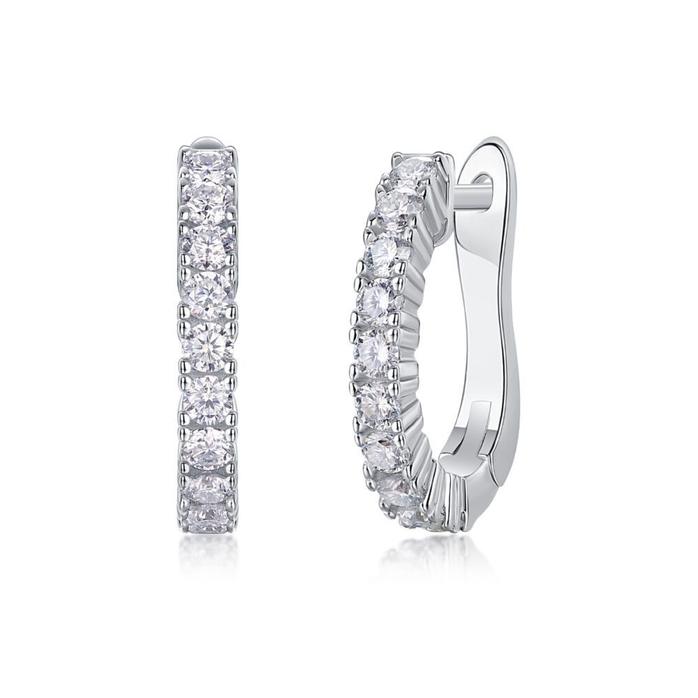Lumière Hoops Radiant Moissanite Silver Earrings