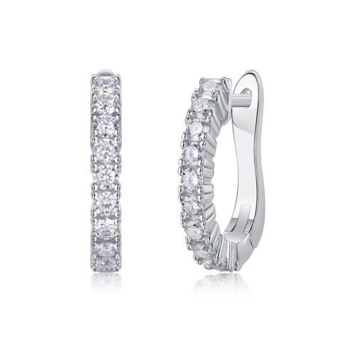 Lumière Hoops Radiant Moissanite Silver Earrings