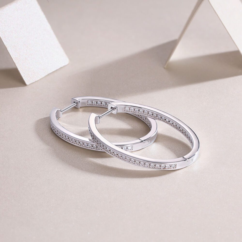Born Female Master Luxury Fashion Diamond Earrings Stud Inlaid With Mosan Diamond Silver Jewelry - Image 4