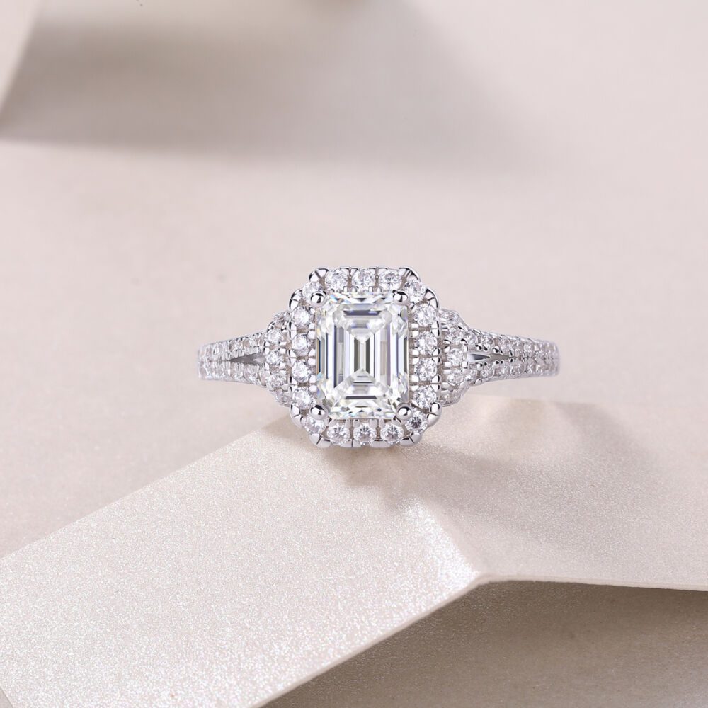 Square Luxury Diamond Ring Fashion Moissanite Silver Ring - Image 6