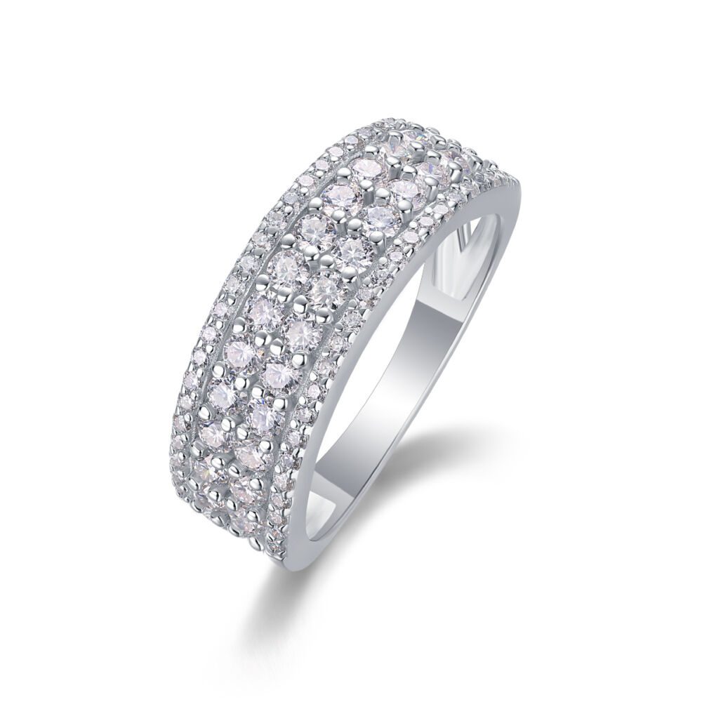 Multi-row Diamond Ring Luxury Fashion Set Moissanite Silver Ring - Image 4