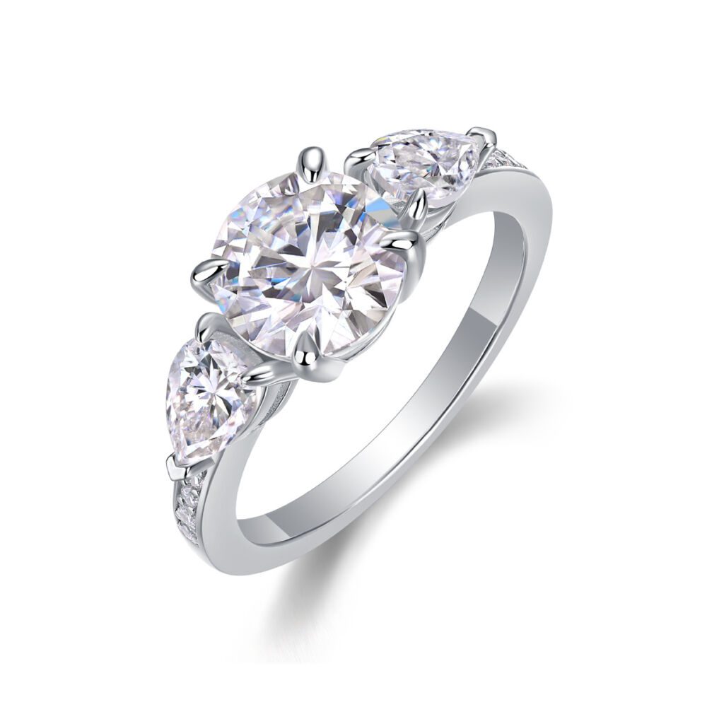 Large Diamond Ring Luxury Fashion Set Moissanite Silver Ring - Image 5