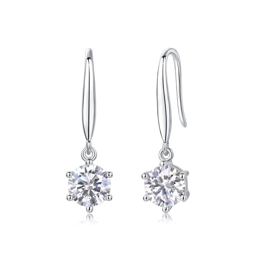 Solitaire Hook Earrings in S925 Silver - Image 2