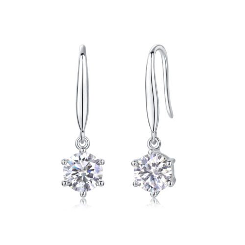 Solitaire Hook Earrings in S925 Silver