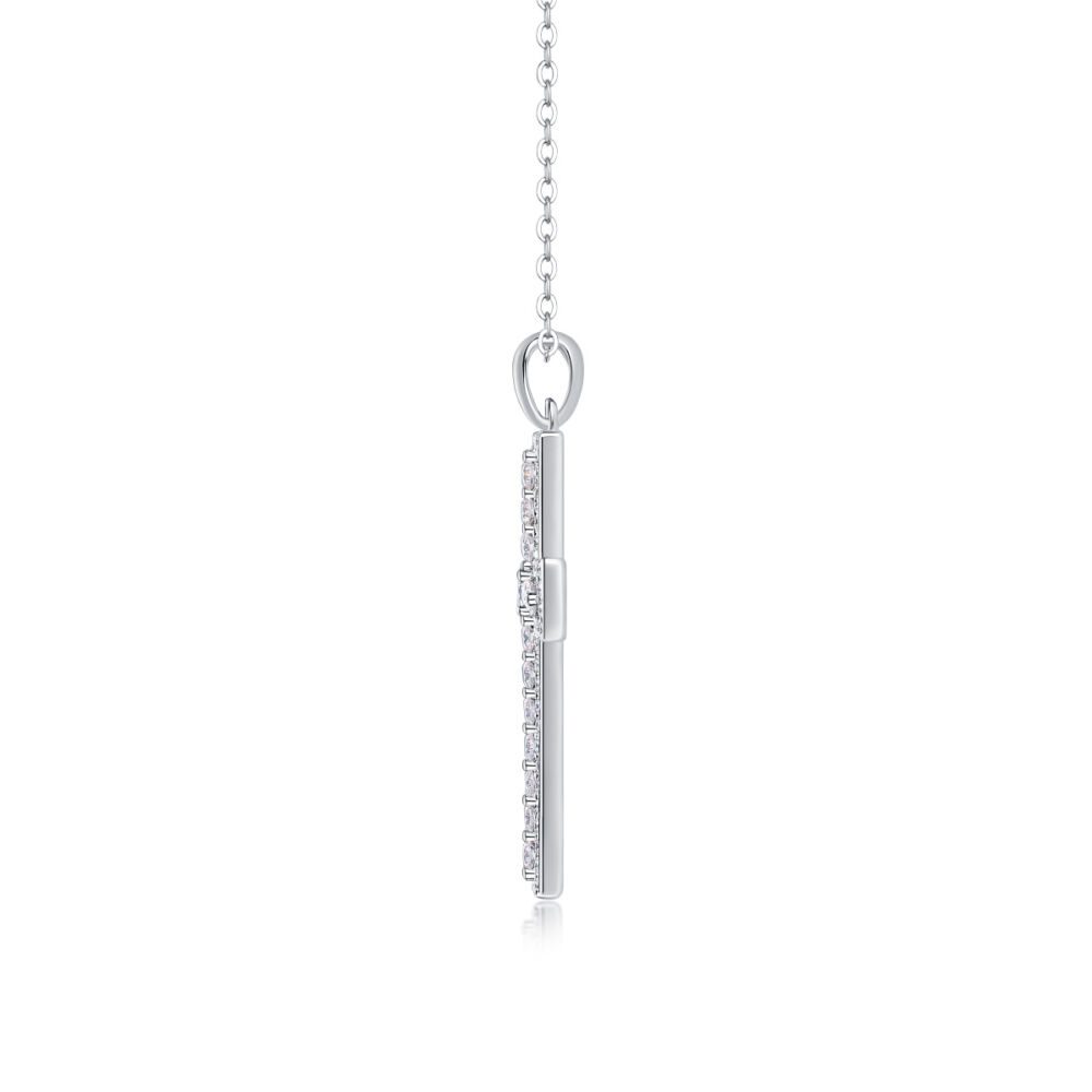 Shelter Luxury Fashion Diamond Pendant Necklace Set With Mosan Diamond Silver Ornaments - Image 2