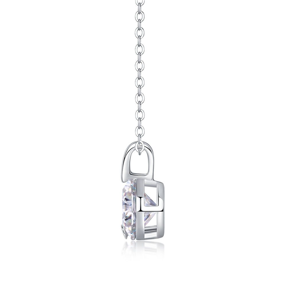Diamond Sparkle V-chain Luxury Fashion Diamond Pendant Necklace Set With Mosan Diamond Silver Ornaments - Image 2