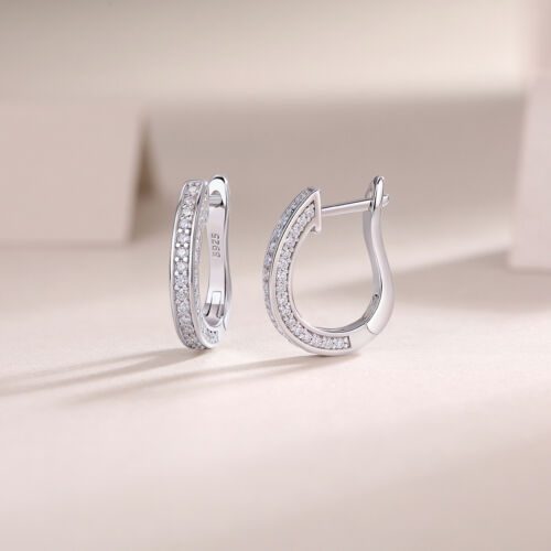Highlight - S925 Moissanite Sterling Silver Earrings With Platinum-plated Stud Earrings, Fashionable, Trendy And Affordable Diamond Jewelry