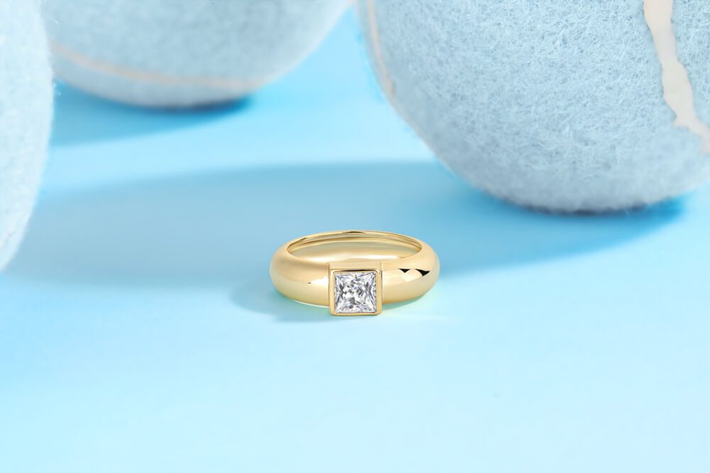 Square Diamond Ring Wedding Ring Luxury Fashion Set Moissanite Silver Ring - Image 4