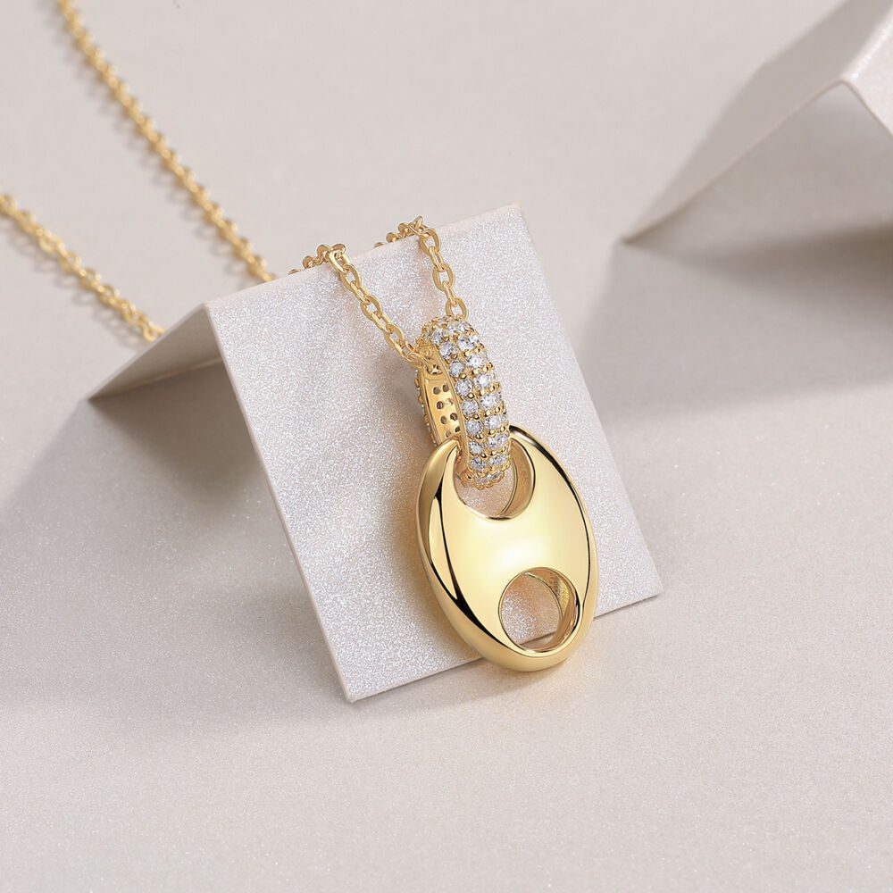 Cloud Roll And Cloud Spread - A Fashionable And Trendy Diamond Pendant Necklace Set With Moissanite S925 Sterling Silver And Gold Plating - Image 2