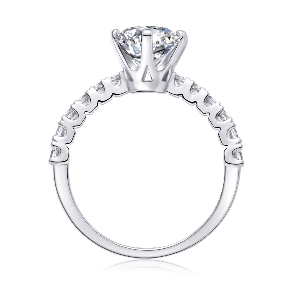 Large Diamond Diamond Ring Luxury Fashion Set Moissanite Silver Ring - Image 5