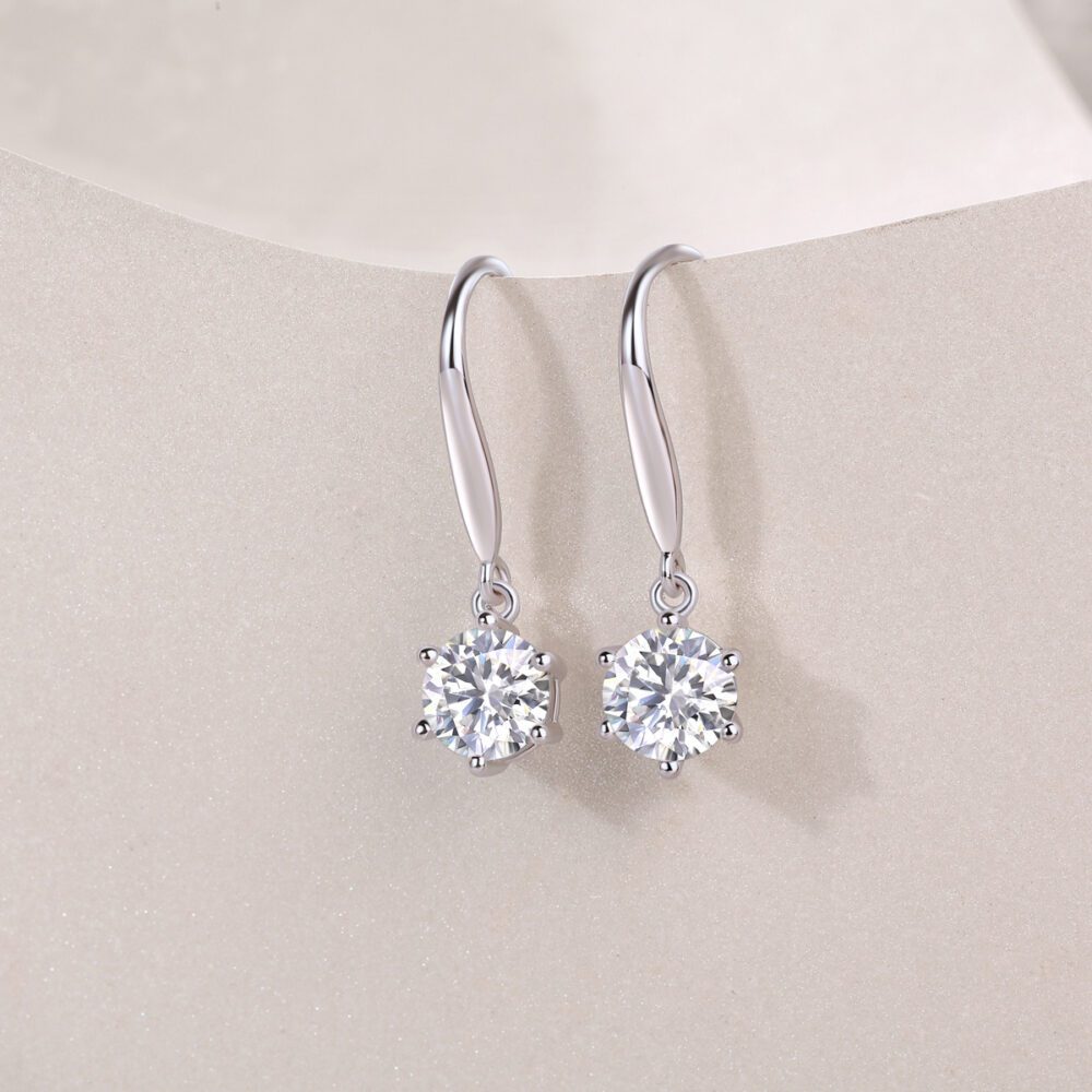 Solitaire Hook Earrings in S925 Silver - Image 3