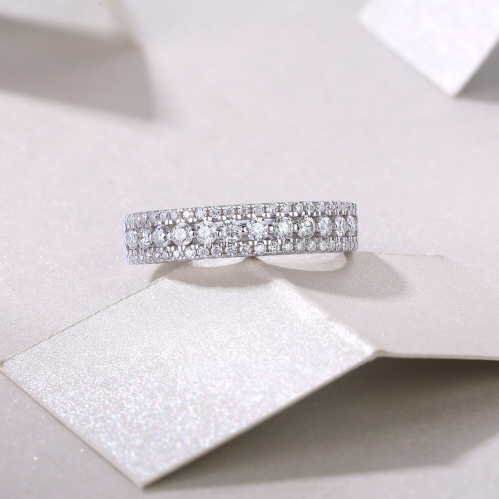 Luxury Fashion Multi-row Diamond Ring With Moissanite Silver Ring - Image 6