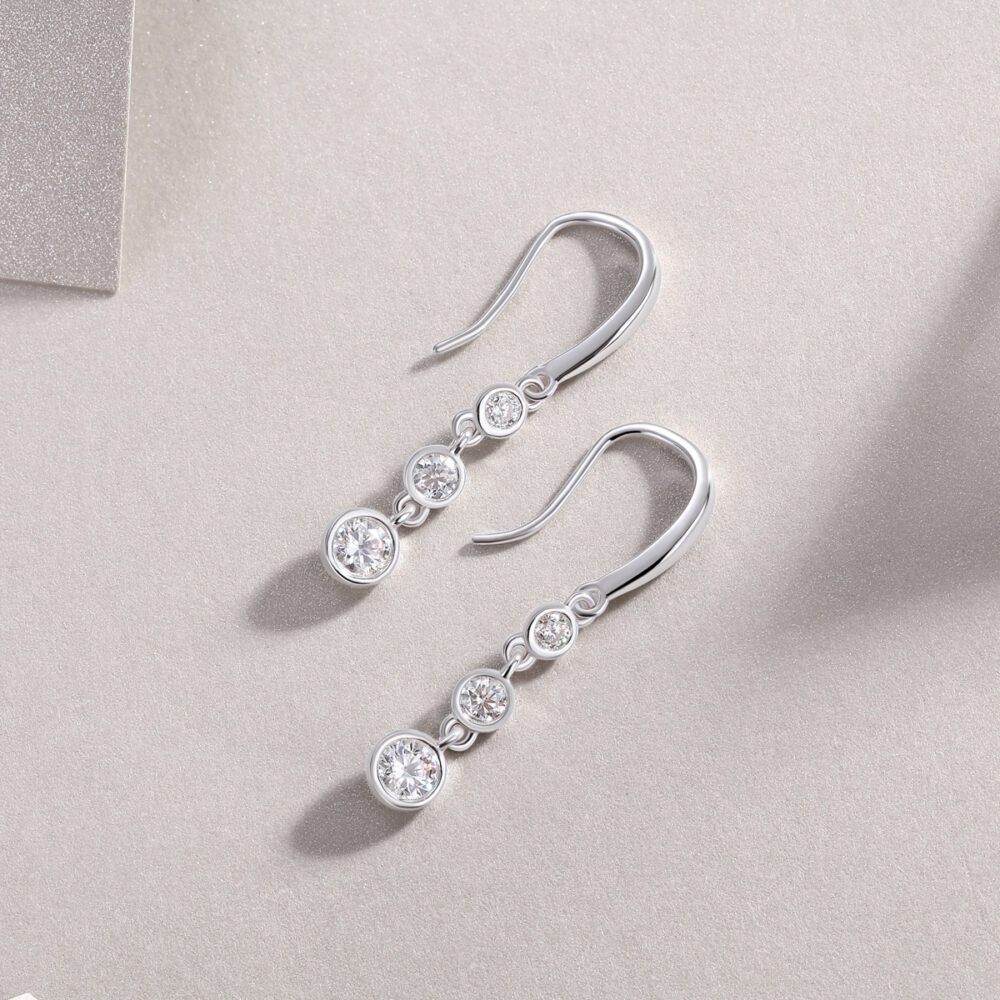 Celestia Drops Moissanite Trio Earrings in S925 Silver - Image 3