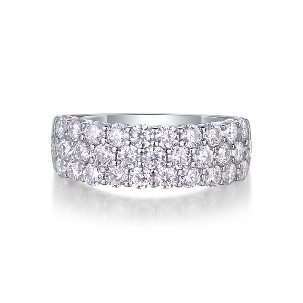 Multi-row Diamond Ring Luxury Fashion Set Moissanite Silver Ring - Image 3