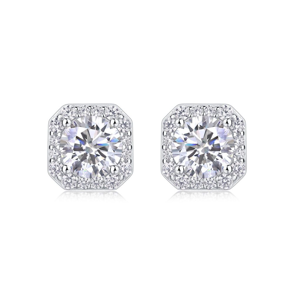 Luxxi Radiance Halo Stud Earrings – Sparkling Round Cut with Pavé Accents
