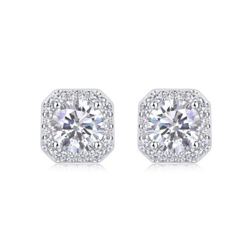 Luxxi Radiance Halo Stud Earrings – Sparkling Round Cut with Pavé Accents