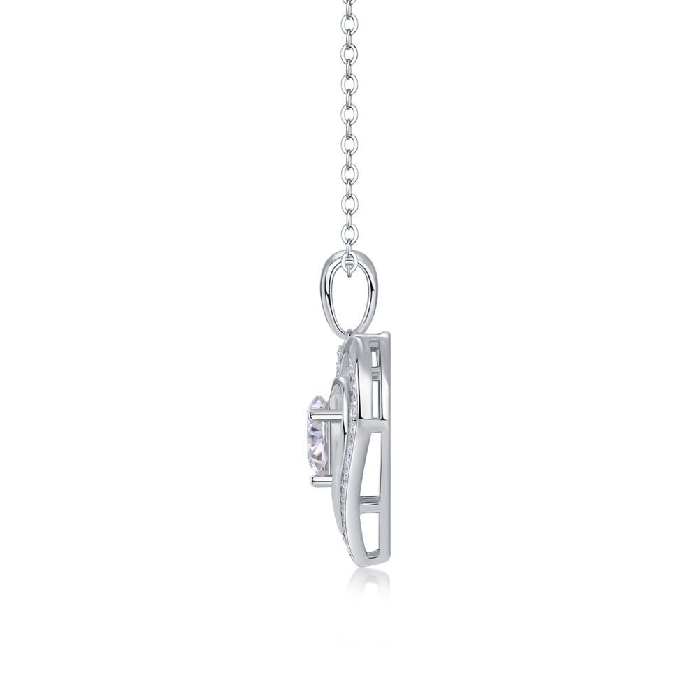 Heart To Heart Luxury Fashion Diamond Pendant Necklace Set With Mosan Diamond Silver Ornaments - Image 2