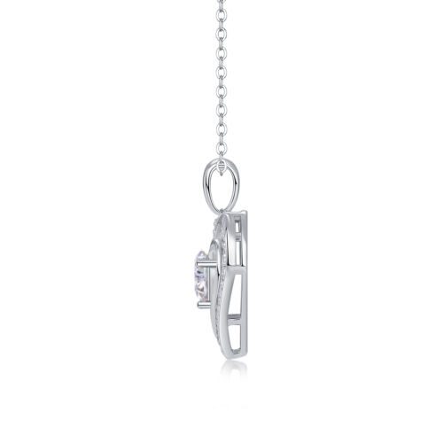Heart To Heart Luxury Fashion Diamond Pendant Necklace Set With Mosan Diamond Silver Ornaments