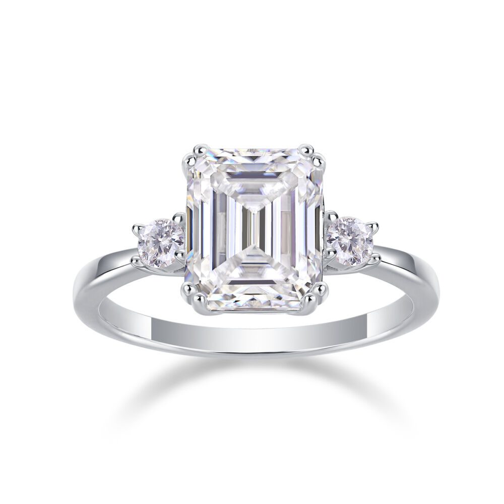 Baguette Diamond Ring Wedding Ring Luxury Moissanite Silver Ring - Image 4