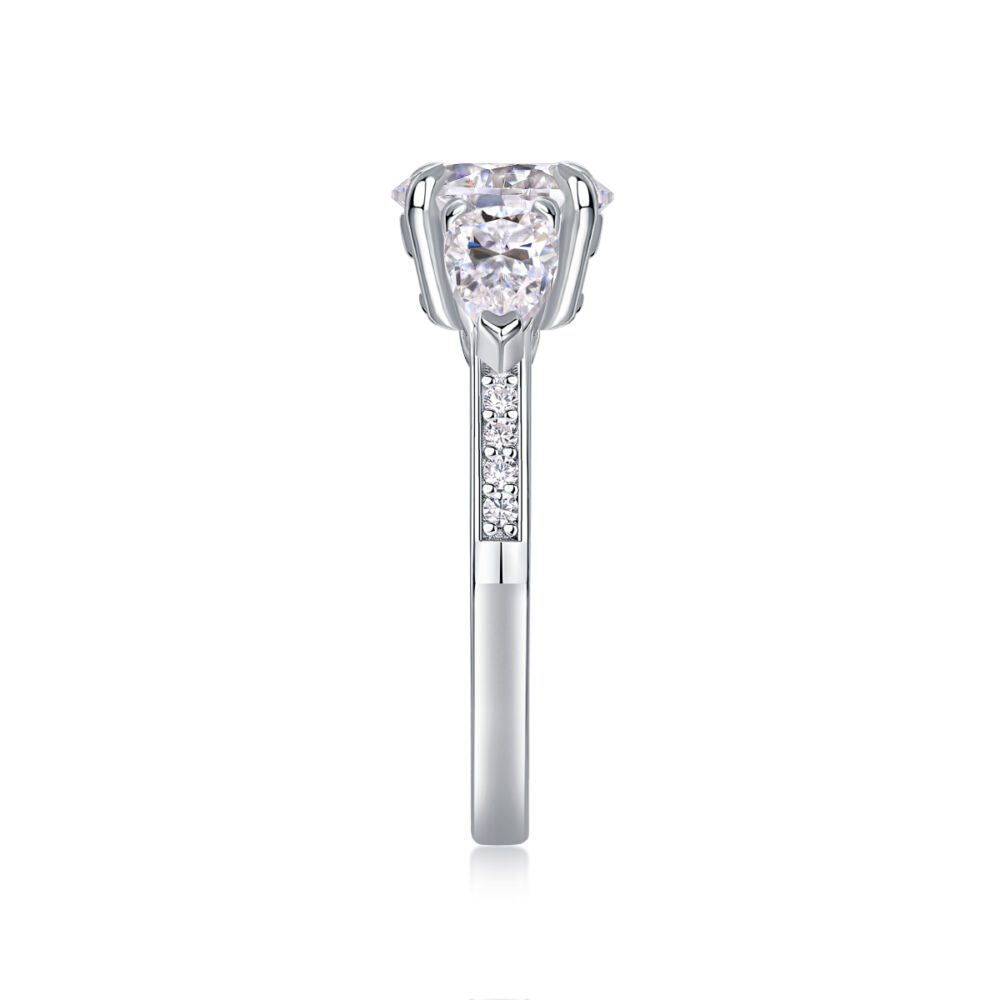 Large Diamond Ring Luxury Fashion Set Moissanite Silver Ring