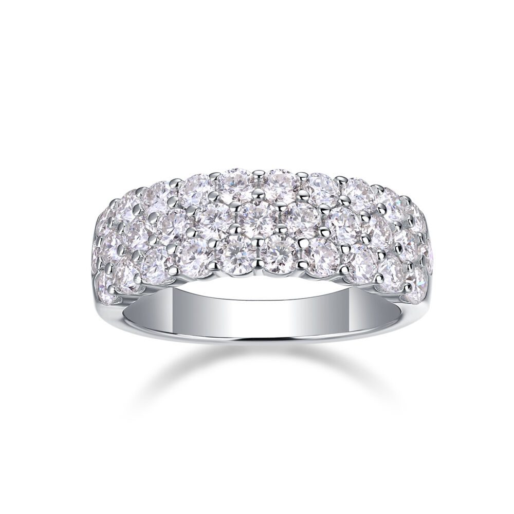 Multi-row Diamond Ring Luxury Fashion Set Moissanite Silver Ring