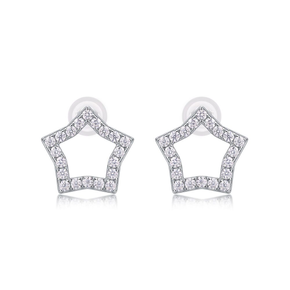 Tonight's New Star - S925 Moissanite Sterling Silver Earrings With Platinum-plated Stud Earrings, Fashionable, Trendy And Affordable Jewelry - Image 4