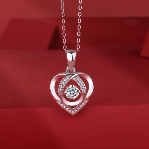 With You In My Heart - A Fashionable And Trendy Jewelry Necklace Pendant Set With 0.5-carat Moissanite S925 Sterling Silver And Platinum Plating