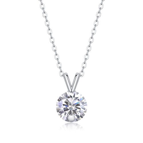 Diamond Sparkle V-chain Luxury Fashion Diamond Pendant Necklace Set With Mosan Diamond Silver Ornaments