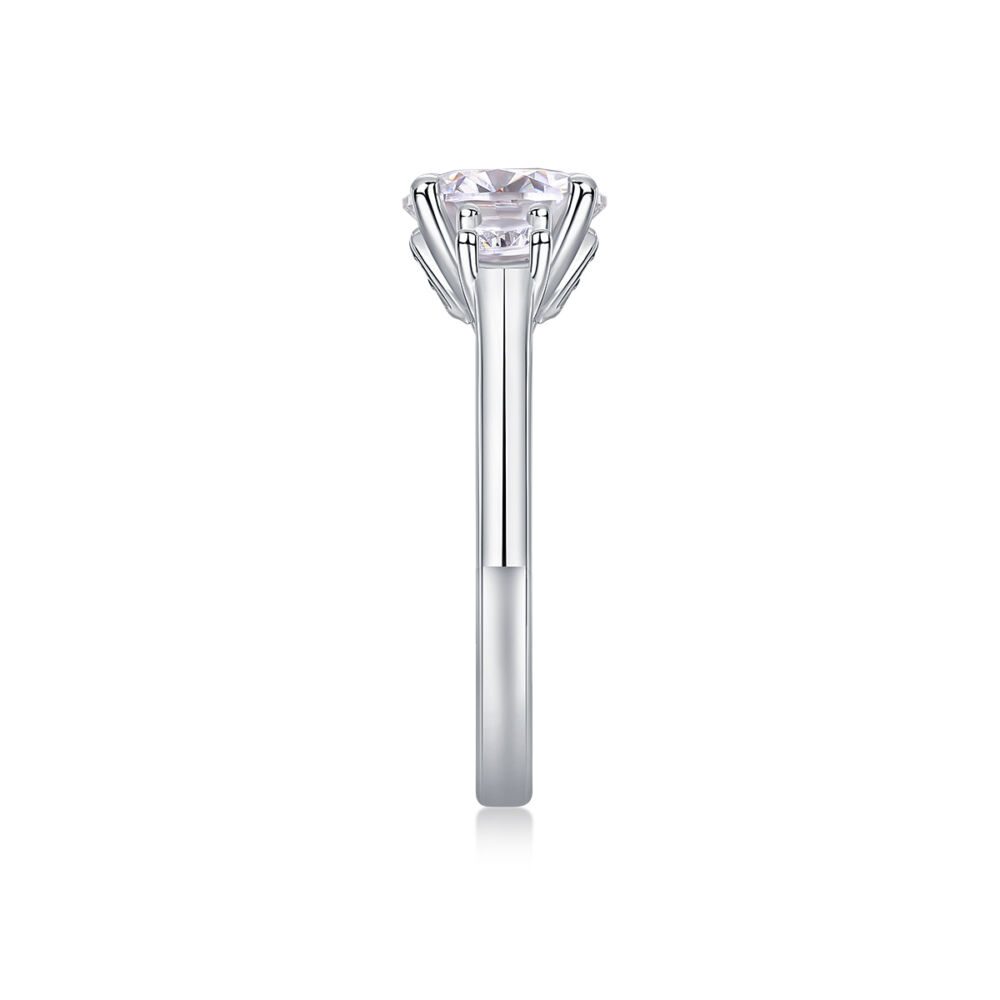 Large Diamond Ring Luxury Fashion Set Moissanite Silver Ring - Image 4
