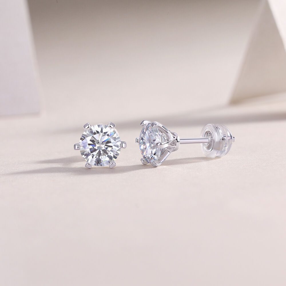 Quiet Luxury Fashion Diamond Earrings Stud Set With Mosan Diamond Silver Ornaments - Image 4