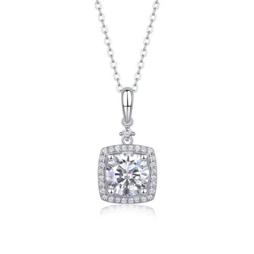 Innocent Mary Luxury Fashion Diamond Pendant Necklace Set With Mosan Diamond Silver Ornaments