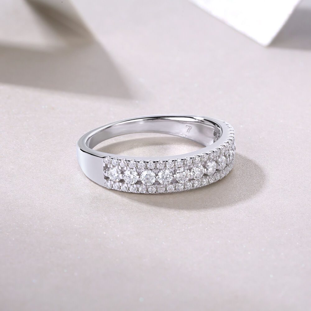 Luxury Fashion Multi-row Diamond Ring With Moissanite Silver Ring - Image 5